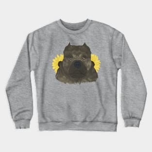 Brindle American Bully with Sunflowers Crewneck Sweatshirt